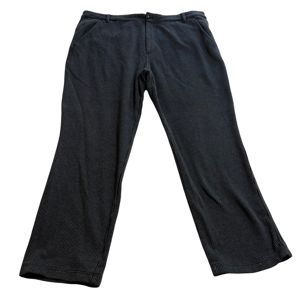 Betabrand Mens Pinstripe Straight Leg Trousers‎ Grey White 36x30 Dress Pants